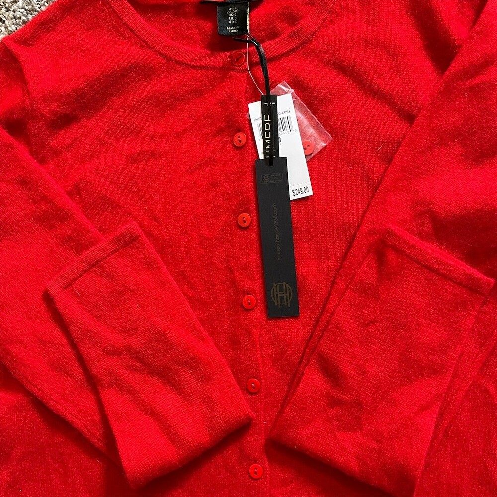 House of Harlow 1960 Cardigan Sweater Womens Small Red Button Front Knit